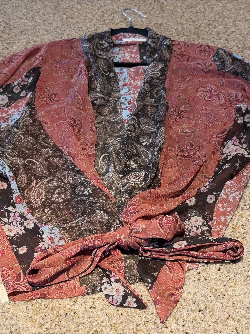 lovestitch Rust and Brown Floral Paisley Wrap Top